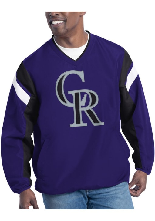 Colorado Rockies Mens Double Coverage BLACK Pullover Jackets - 9437346