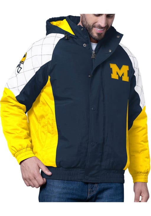 ジャケット・アウター michisan Starter Mens BLUE Michigan Wolverines All Time Pro Full Winter