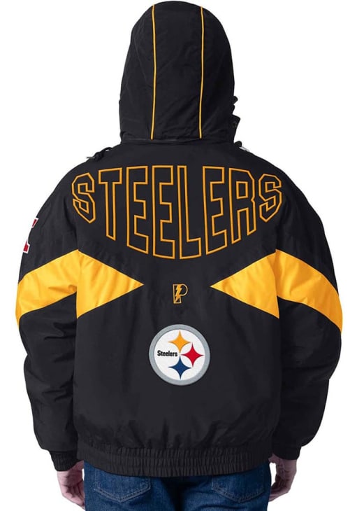 90s PRO PLAYER Steelers ナイロンジャケット 中綿 90's PRO PLAYER “NFL Pittsburgh Steelers” 中綿入り フード ナイロン