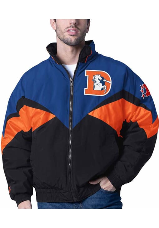 Pro Player Denver Broncos Mens ROYAL Retro Jet Heavyweight Jacket