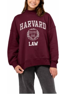League Harvard Crimson Womens Maroon Diana Law Mock Neck Crew Sweatshirt