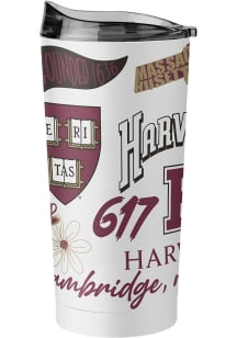 Logo Brands Harvard Crimson 20oz Native Powder Coat Stainless Steel Tumbler - White