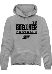 Sam Goellner Purdue Boilermakers Mens Graphite Football NIL Stacked Box Player Hood