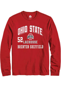 Brenten Sheffield Ohio State Buckeyes Red NIL Arch Logo Long Sleeve Player T Shirt