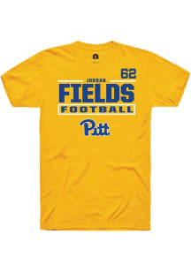 Jordan Fields Pitt Panthers Gold Football NIL Stacked Box Short Sleeve Player T Shirt