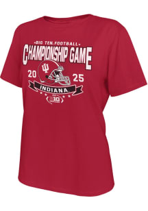 Indiana Hoosiers Womens Crimson 2025 Big 10 Football Championships Short Sleeve T-Shirt