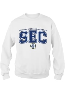 SEC Mens White Logo Long Sleeve Crew Sweatshirt