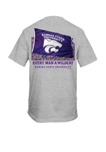 K-State Wildcats Grey Waving Flag Short Sleeve T Shirt