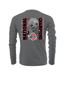 Ohio State Buckeyes Charcoal 2024 Football National Champions Confetti Long Sleeve T Shirt