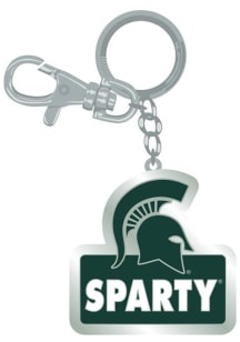 Michigan State Spartans Mascot Design Keychain - Green