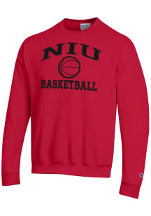 Champion Northern Illinois Huskies Mens Red Basketball Icon Powerblend Long Sleeve Crew Sweatshirt