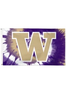 Washington Huskies Tie Dye Deluxe Silk Screen Grommet Flag - Purple