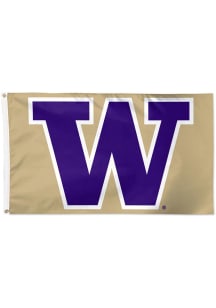 Washington Huskies Deluxe Design Silk Screen Grommet Flag - Gold