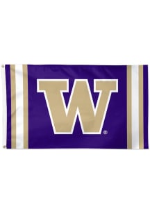 Washington Huskies Vertical Striped Deluxe Silk Screen Grommet Flag - Purple