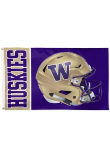 Washington Huskies Helmet Deluxe Silk Screen Grommet Flag - Purple