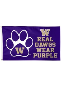 Washington Huskies Mascot Deluxe Silk Screen Grommet Flag - Purple