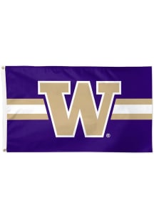 Washington Huskies Horizontal Striped Deluxe Silk Screen Grommet Flag - Purple