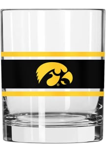Iowa Hawkeyes 14oz Stripe Rock Glass - Black