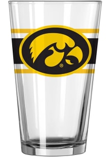 Iowa Hawkeyes 16oz Stripe Pint Glass - Black