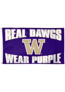 Washington Huskies Slogan Deluxe Silk Screen Grommet Flag - Purple