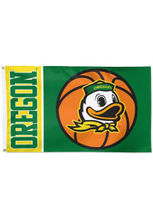 Oregon Ducks Basketball Deluxe Silk Screen Grommet Flag - Green