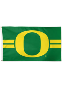 Oregon Ducks Horizontal Striped Deluxe Silk Screen Grommet Flag - Green