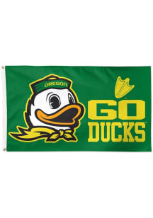 Oregon Ducks Mascot Deluxe Silk Screen Grommet Flag - Green