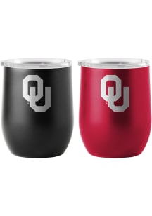 Oklahoma Sooners Yours and Mine Etch Powdercoat Stainless Steel Stemless - Red