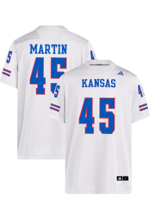 Garrett Martin  Adidas Kansas Jayhawks White NIL Name And Number Football Jersey