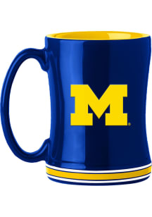 Michigan Wolverines 14oz Relief Ceramic Mug - Blue