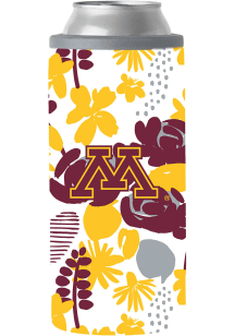 Logo Brands Minnesota Golden Gophers Floral Slim Can Stainless Steel Coolie