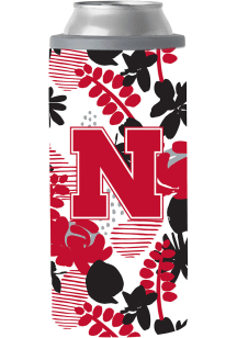 Logo Brands Nebraska Cornhuskers Floral Slim Can Stainless Steel Coolie