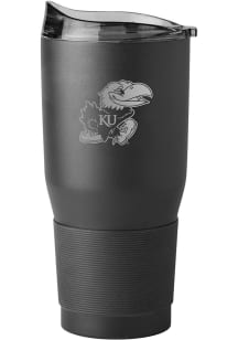 Logo Brands Kansas Jayhawks 30oz Etch Powdercoat Stainless Steel Tumbler - Black