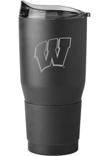 Logo Brands Wisconsin Badgers 30oz Etch Powdercoat Stainless Steel Tumbler - Black