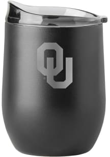Oklahoma Sooners 16oz Etch Powder Coat Curved Stainless Steel Stemless - Crimson