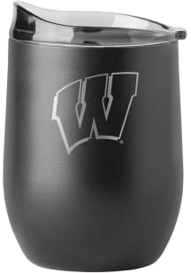 Wisconsin Badgers 16oz Powdercoat Curved Stainless Steel Stemless - Black
