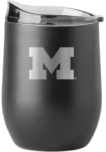 Michigan Wolverines 16oz Powdercoat Curved Stainless Steel Stemless - Black