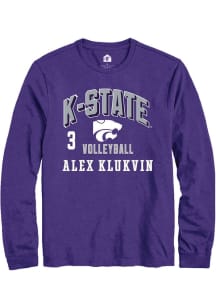 Alex Klukvin K-State Wildcats Purple NIL Arch Logo Long Sleeve Player T Shirt