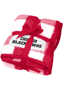 Chicago Blackhawks Buffalo Check Frosty Sherpa Fleece Blanket - Black