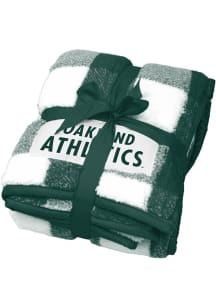 Oakland Athletics Buffalo Check Frosty Sherpa Fleece Blanket - Green