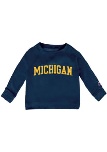 Champion Michigan Wolverines Baby Blue Team Logo Long Sleeve Crew Sweatshirt