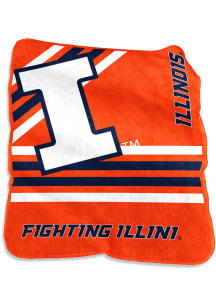 Illinois Fighting Illini Logo Raschel Throw Blanket - Orange