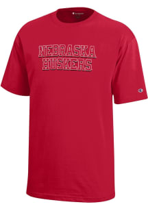 Champion Nebraska Cornhuskers Youth Red Wordmark Short Sleeve T-Shirt