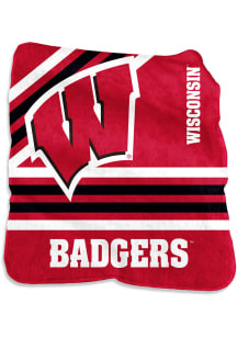 Wisconsin Badgers Stripe Raschel Throw Blanket - Red