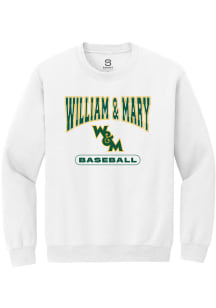 Summit Sportswear William & Mary Tribe Mens White Baseball Long Sleeve Crew Sweatshirt