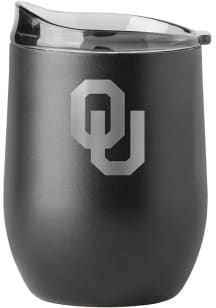 Oklahoma Sooners 16oz Etch Black Powder Curved Beverage Stainless Steel Stemless - Black