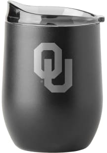 Oklahoma Sooners 16oz Etch Black Powder Coat Curved Beverage Stainless Steel Stemless - Black
