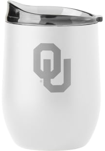 Oklahoma Sooners 16oz Etch White Powder Coat Curved Beverage Stainless Steel Stemless - White
