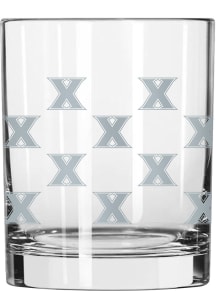 Xavier Musketeers Satin Etch 14oz Rock Glass - Blue