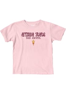 Blue 84 Arizona State Sun Devils Girls Pink Cute Script Short Sleeve Tee